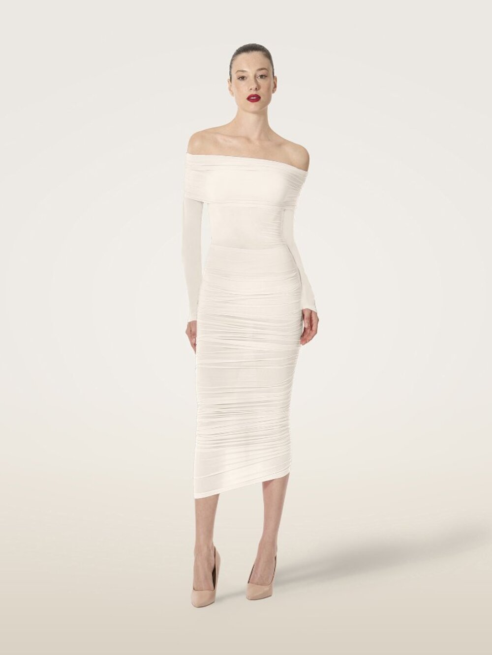 Wolford Sheer Drape Top Long Sleeves Buttercream 58311 - Picture 10 of 10